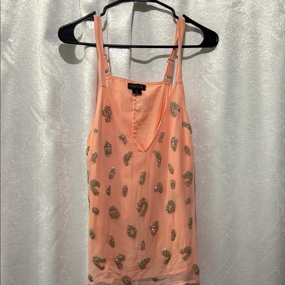Vibrant Orange Pink Sleeveless Graphic Tank Top